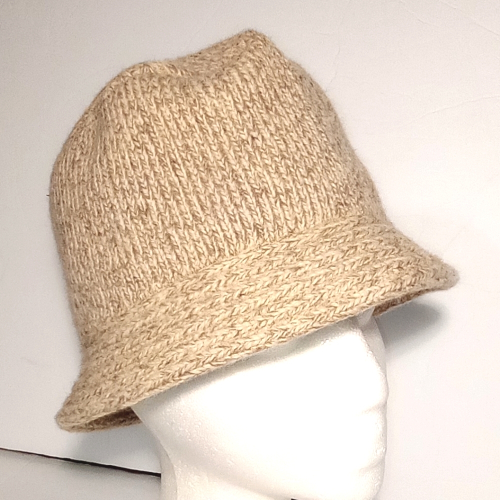 Wool Winter VTG Land's End Oatmeal Melange Unisex Warm Bucket Hat